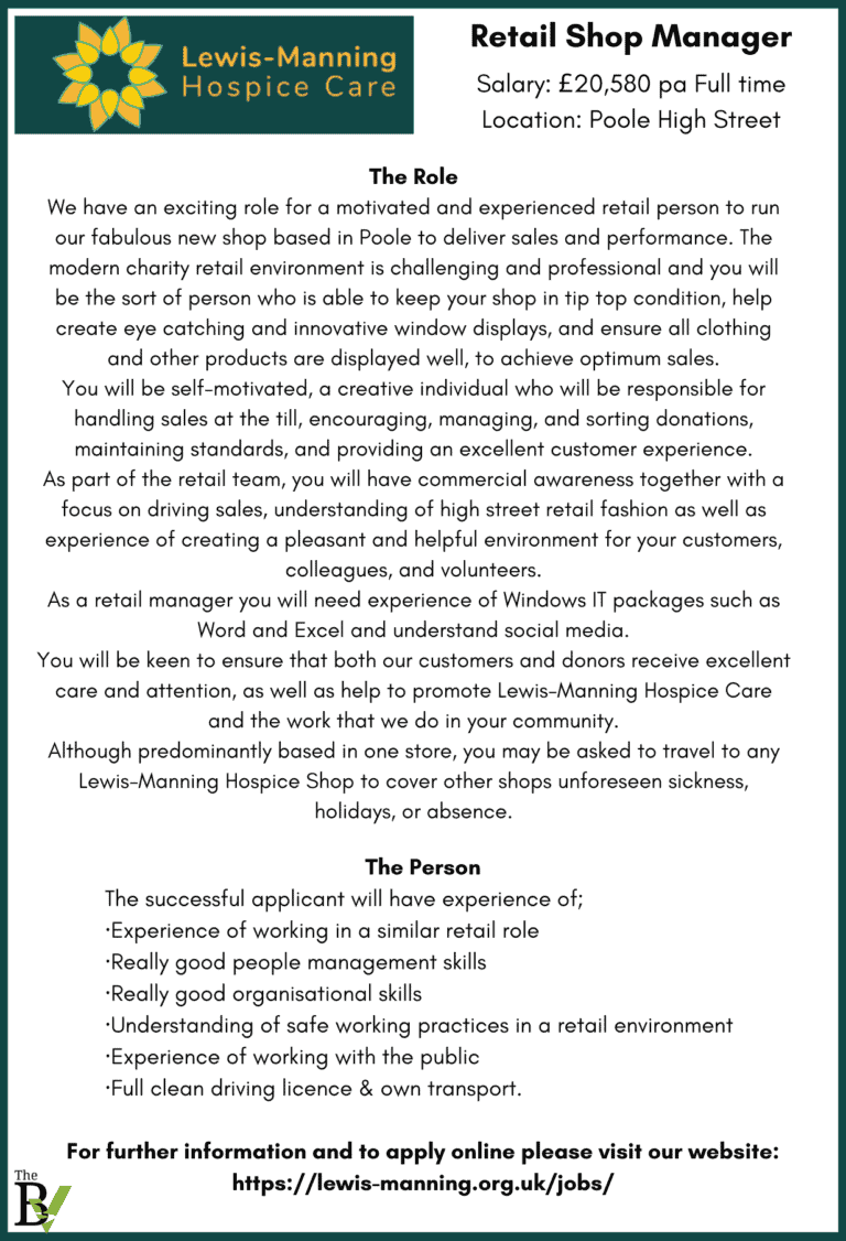 Retail Shop Manager Poole – Lewis Manning