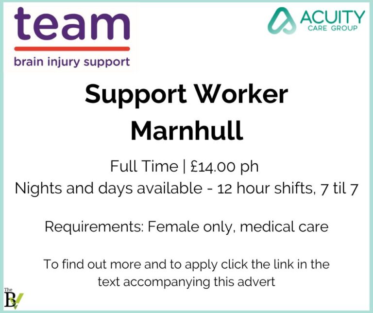 Support Worker Marnhull | Team Brain Injury support – Acuity Care Group