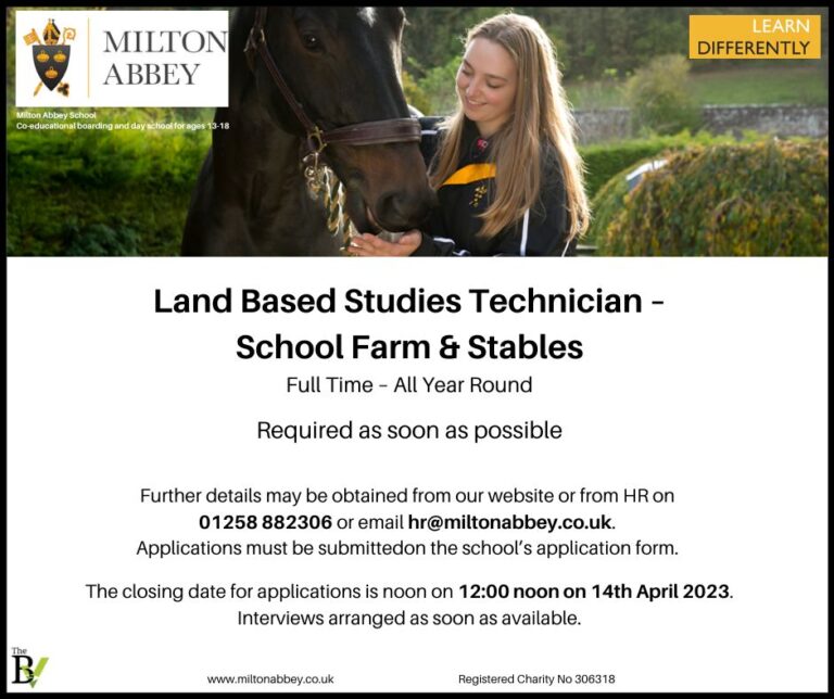 Land Based Studies Technician – School Farm & Stables | Milton Abbey School