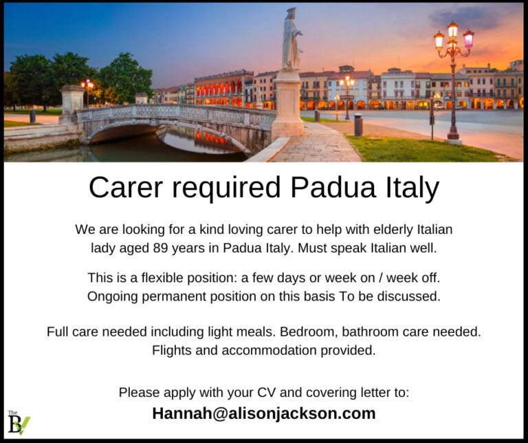 Carer required Padua Italy