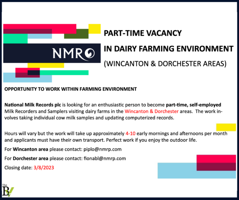 PART-TIME VACANCYIN DAIRY FARMING ENVIRONMENT (WINCANTON & DORCHESTER AREAS) | NMR