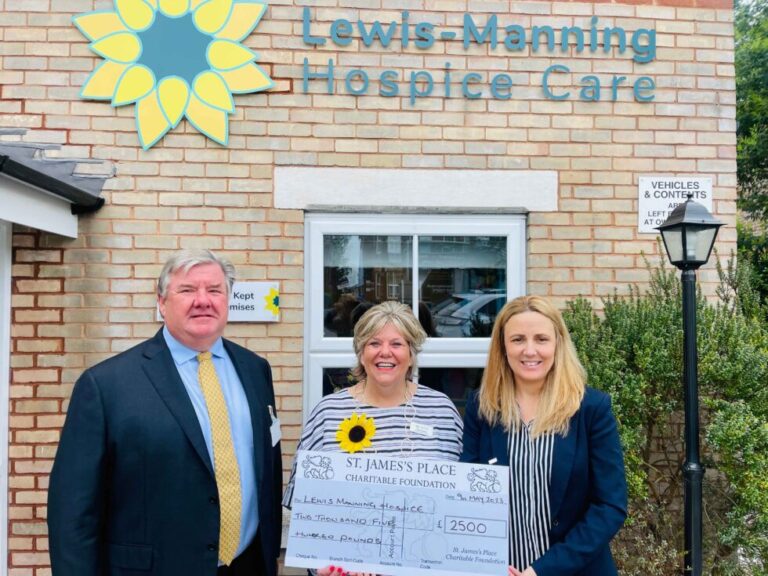 £2,500 for Lewis Manning Hospice from Peter Harding Wealth Management