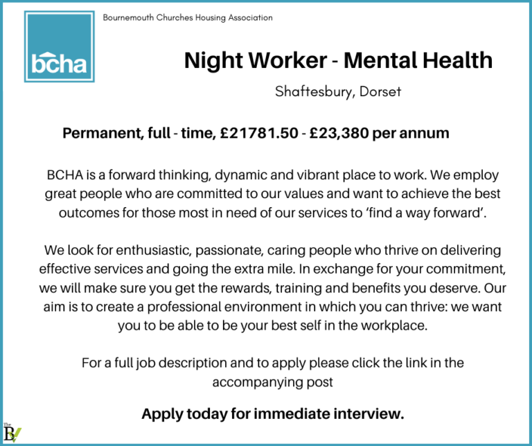 Night Worker – Mental Health (Shaftesbury, Dorset) | Bournemouth Churches Housing Association