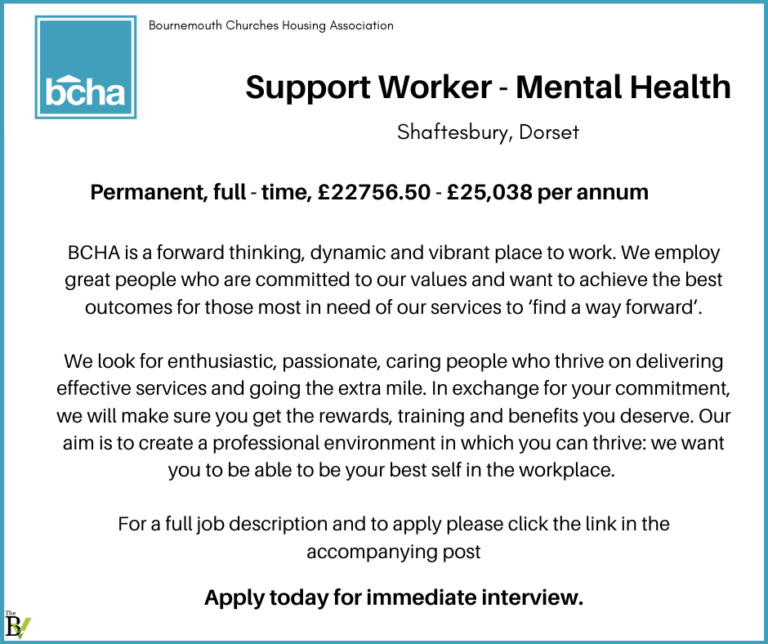 Support Worker – Mental Health (Shaftesbury) | Bournemouth Churches Housing Association