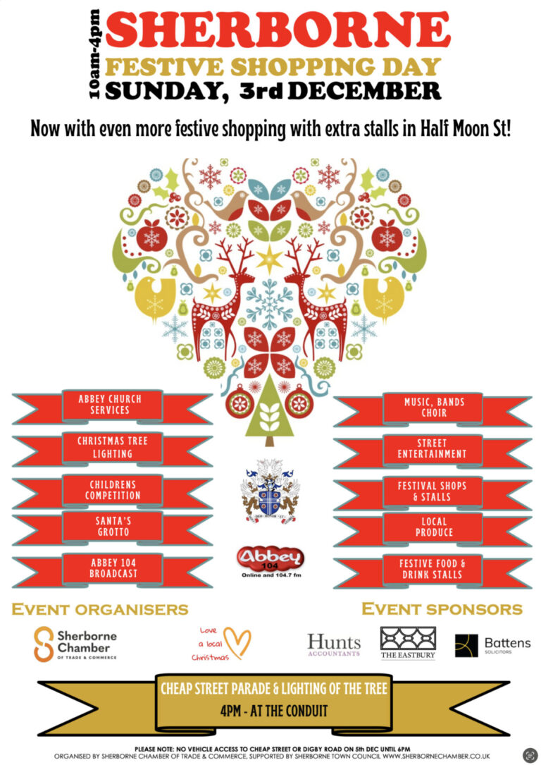Don’t miss Sherborne’s Festive Shopping Day on 3rd December