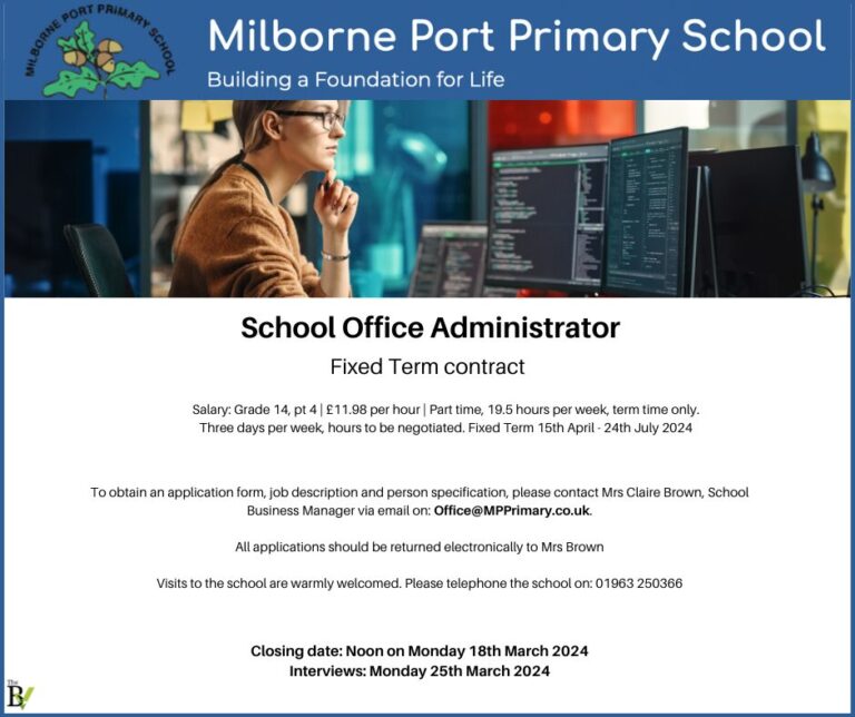 Post Title: School Office Administrator | Milborne Port Primary School