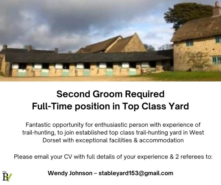 Second Groom Required – full-time position in top class yard