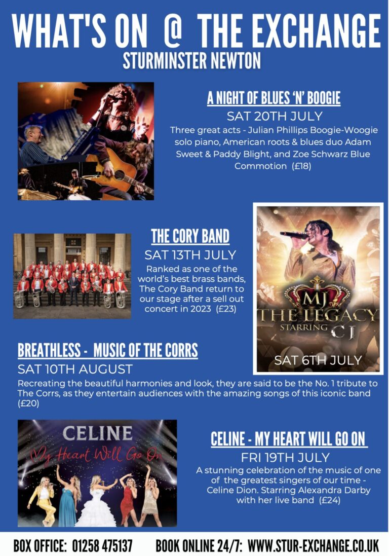 What’s on at the Exchange Sturminster Newton July/August 2024