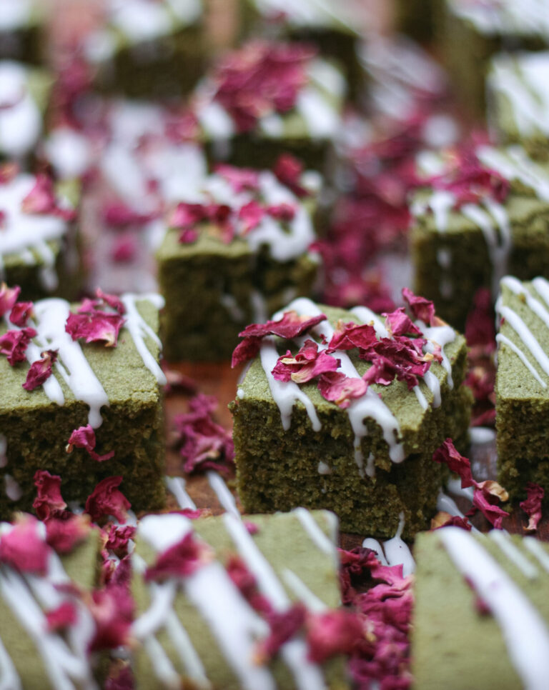 Rose and matcha cake
