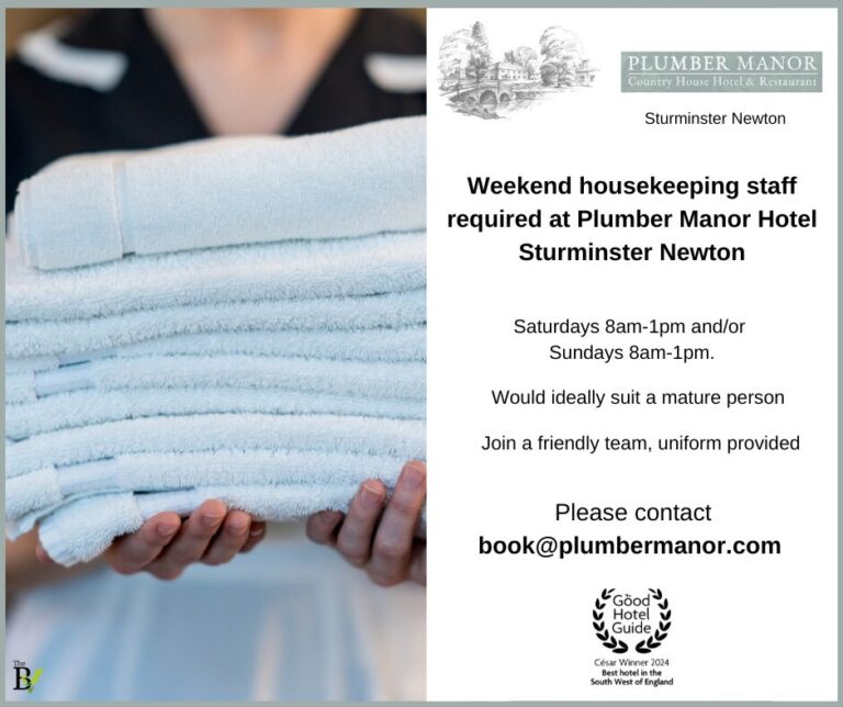 Weekend housekeeping staff | Plumber Manor Hotel Sturminster Newton