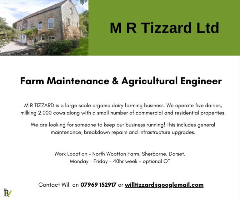 Farm Maintenance & Agricultural Engineer Required | M R Tizzard Ltd
