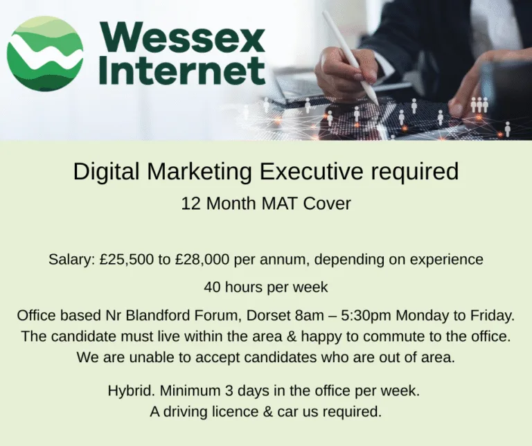 Digital Marketing Executive- 12 Month MAT Cover | Wessex Internet