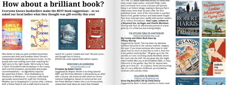 Christmas Book Gift Guide from Dorset’s Independent Bookshops