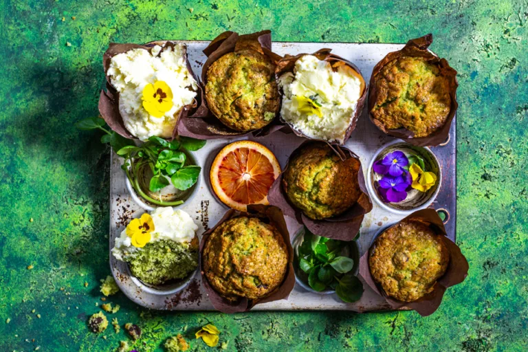 Orange, chocolate and watercress muffins