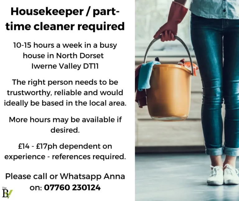 Housekeeper / part-time cleaner required – Iwerne Valley DT11
